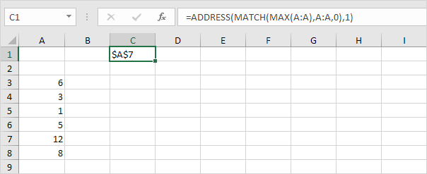 Función de dirección en Excel