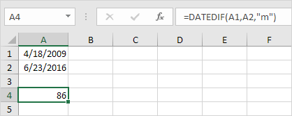 Meses entre dos fechas en Excel