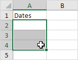 Seleccione el rango en Excel