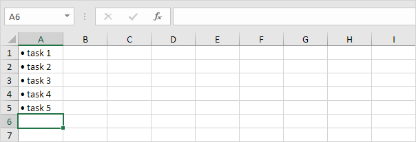 Lista con viñetas en Excel