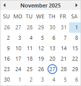 Calendario noviembre 2025