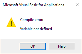 Error de compilación en Excel VBA
