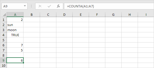 Función CONTAR en Excel