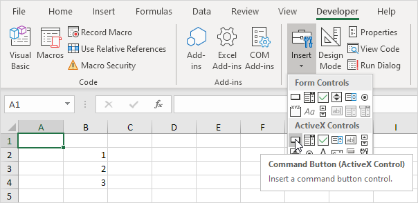 Cree un control ActiveX en Excel VBA