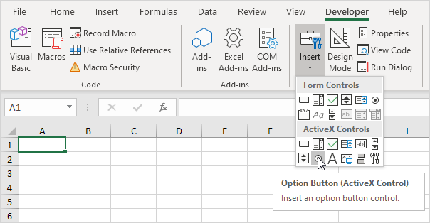 Crear un botón de opción en Excel VBA