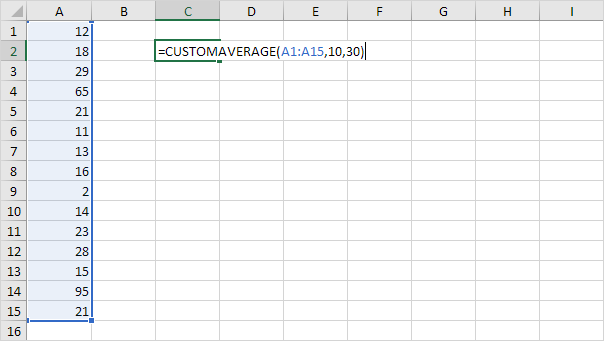 Función promedio personalizada en Excel VBA
