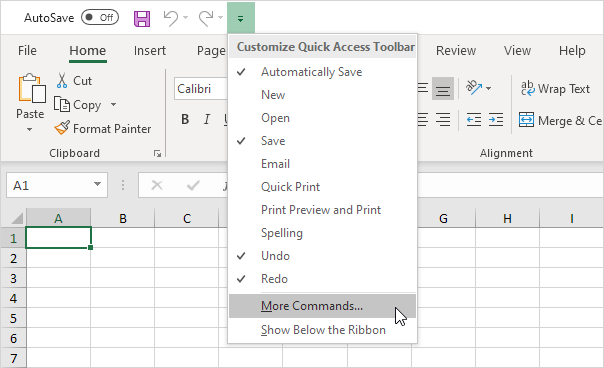 Personalizar la barra de herramientas de acceso rápido en Excel
