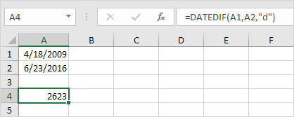 Días entre dos fechas en Excel