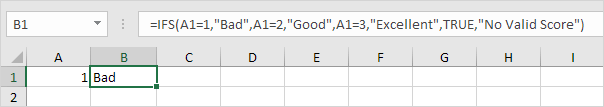 Primera función Ifs en Excel, valor 1