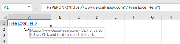 Función HIPERVÍNCULO en Excel