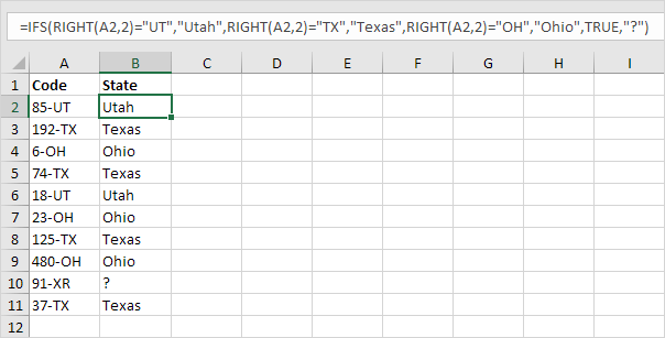 Función Ifs en Excel