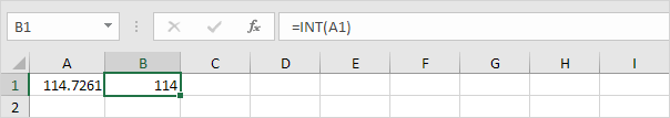 Función Int en Excel, número positivo