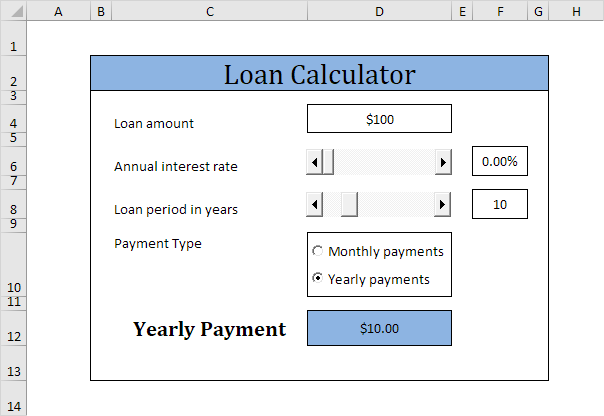 Calculadora de préstamos en Excel VBA