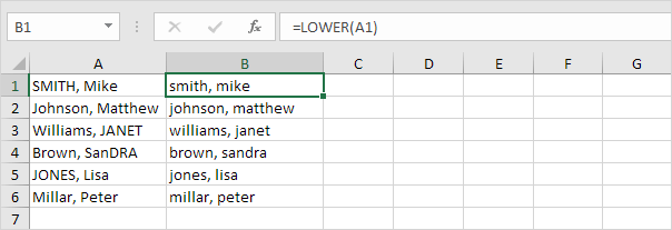 Minúsculas en Excel