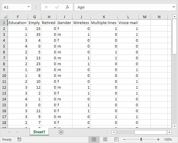 Vista normal en Excel