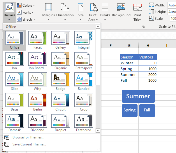 Tema de Office en Excel