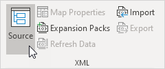 Abra el panel de tareas de origen XML