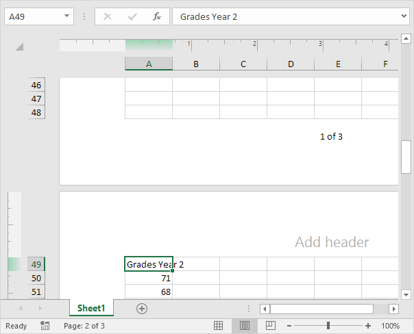 Números de página en Excel