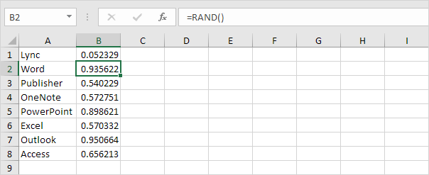 Lista aleatoria en Excel