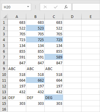 Diferencias de filas en Excel