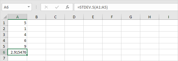 Función STDEV.S en Excel