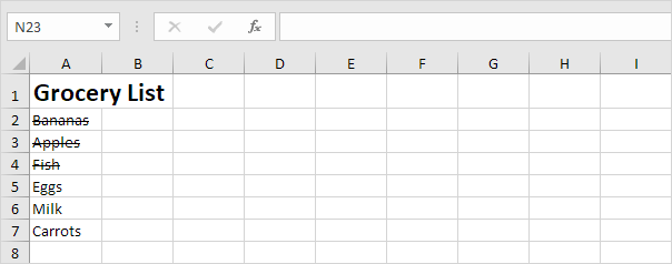 Formato tachado en Excel