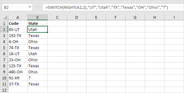 Función de cambio en Excel