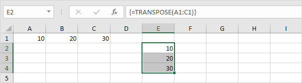 Función de transposición en Excel