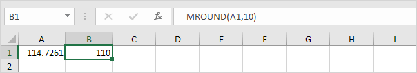 Use la función Mround en Excel para redondear al múltiplo de 10 más cercano