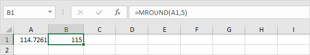 Use la función Mround en Excel para redondear al múltiplo de 5 más cercano