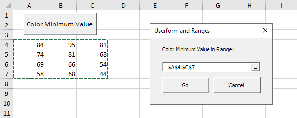 Forma de usuario y rangos en Excel VBA