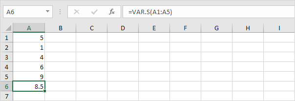 Función VAR.S en Excel