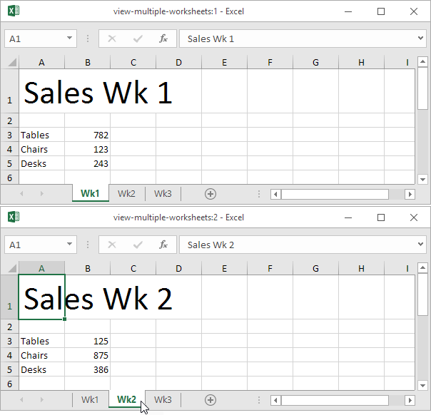 Ver varias hojas de trabajo de Excel