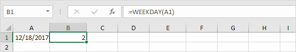 Función de día de la semana en Excel