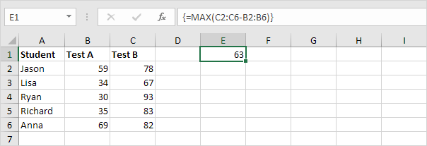 Con fórmula de matriz de Excel, paso 3